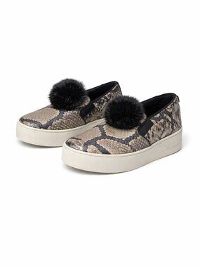 Michael Kors Snake Print Platform Slip On Sneakers Size 7.5 Earthy Indie Leather